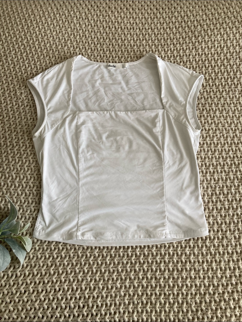 Elodie White Short-Sleeve Square-Panel Top